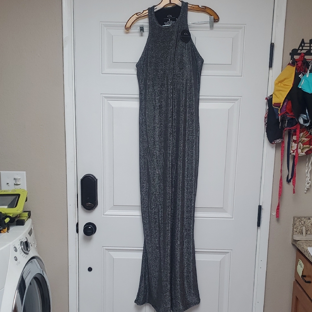 Klassy Network High Neck Maxi Dress Gisele Silver
